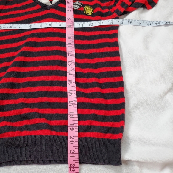 H&M Red Black Striped Attached Collar Academia Sweater - Picture 8 of 8